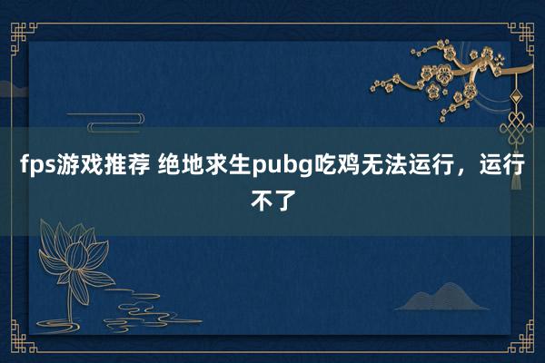 fps游戏推荐 绝地求生pubg吃鸡无法运行，运行不了